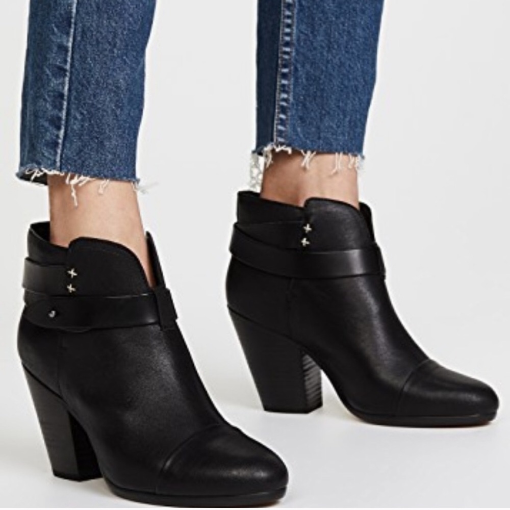 Rag and Bone Harrow Black Leather Booties Sz 10